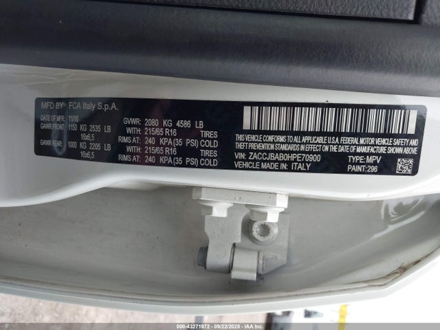 Jeep Renegade 2017 ZACCJBAB0HPE70900 Image 9