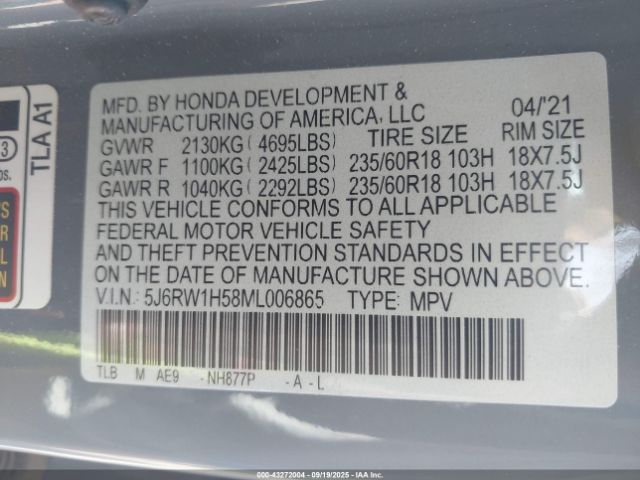 2021 HONDA CR-V 5J6RW1H58ML006865 Photo 8