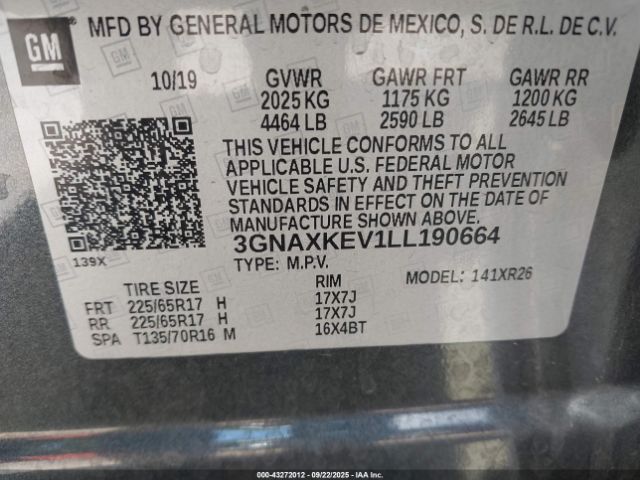 2020 CHEVROLET EQUINOX 3GNAXKEV1LL190664 Photo 8