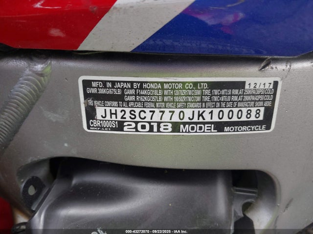 JH2SC7770JK100088 Honda Sc77e-5000001