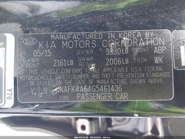 Продаж на аукціоні авто 2016 Kia Forte Lx, vin: KNAFK4A64G5461436, номер лоту: 43272149