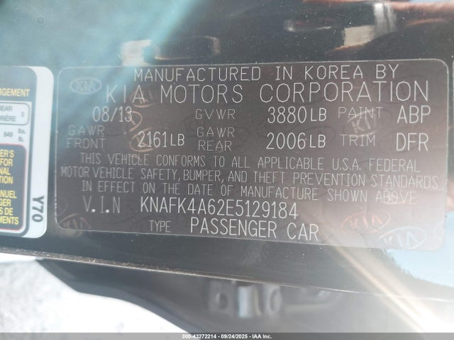 Продаж на аукціоні авто 2014 Kia Forte Lx, vin: KNAFK4A62E5129184, номер лоту: 43272214