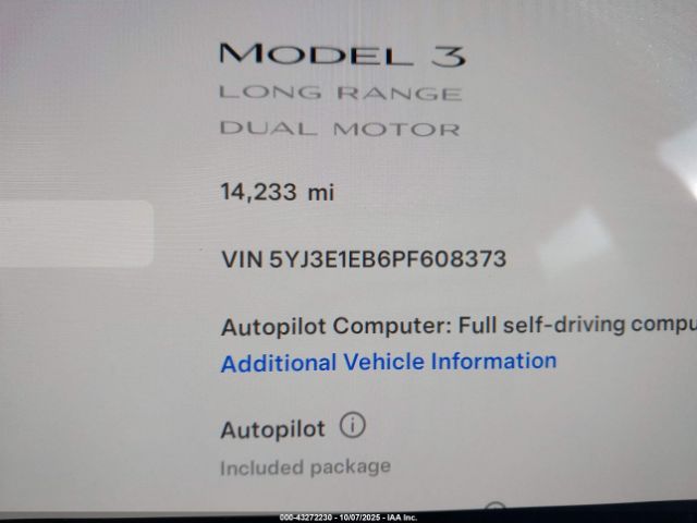 2023 TESLA MODEL 3 5YJ3E1EB6PF608373 Photo 6