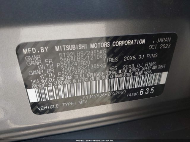 2024 MITSUBISHI OUTLANDER JA4J4VA88RZ022969 Photo 8
