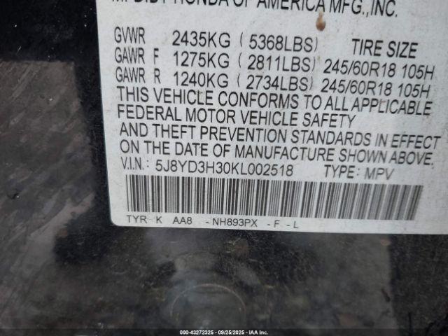 2019 ACURA MDX 5J8YD3H30KL002518 Photo 8
