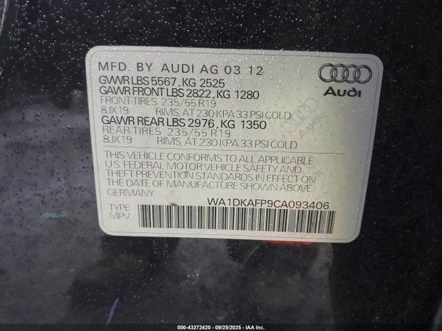 2012 AUDI Q5 WA1DKAFP9CA093406 Photo 8