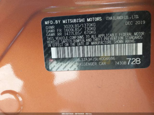 2020 MITSUBISHI MIRAGE ML32A3HJ5LH004686 Photo 8
