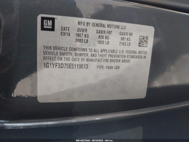 Chevrolet lt1 2014 1G1YF3D75E5119613 Image 9