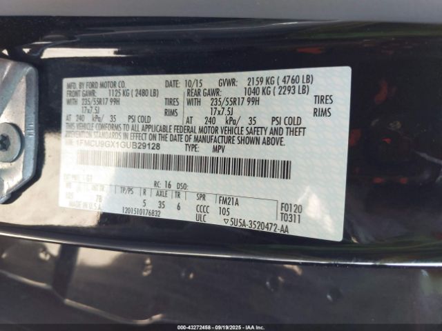 2016 FORD ESCAPE 1FMCU9GX1GUB29128 Photo 8