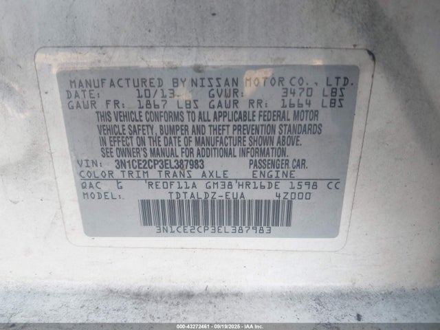 Nissan 2014 2014 3N1CE2CP3EL387983 Image 9