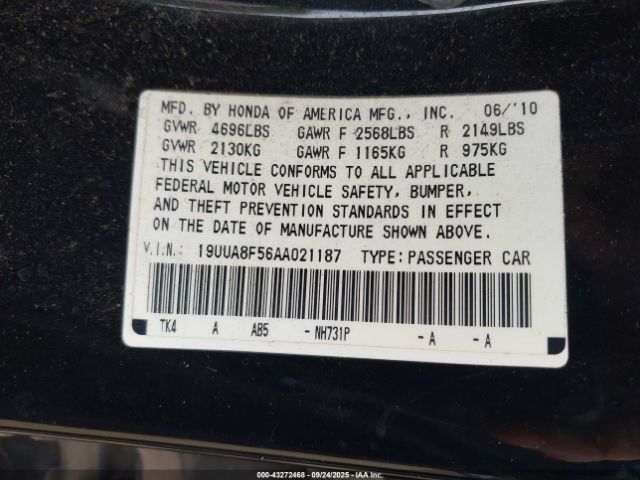 2010 ACURA TL 19UUA8F56AA021187 Photo 8