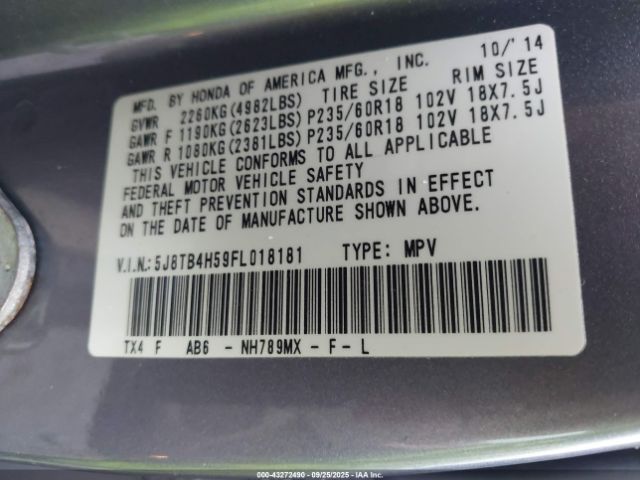 2015 ACURA RDX 5J8TB4H59FL018181 Photo 8