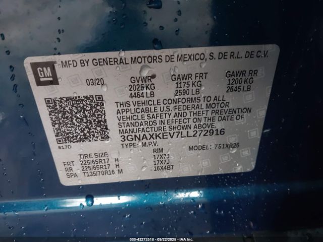 2020 CHEVROLET EQUINOX 3GNAXKEV7LL272916 Photo 8