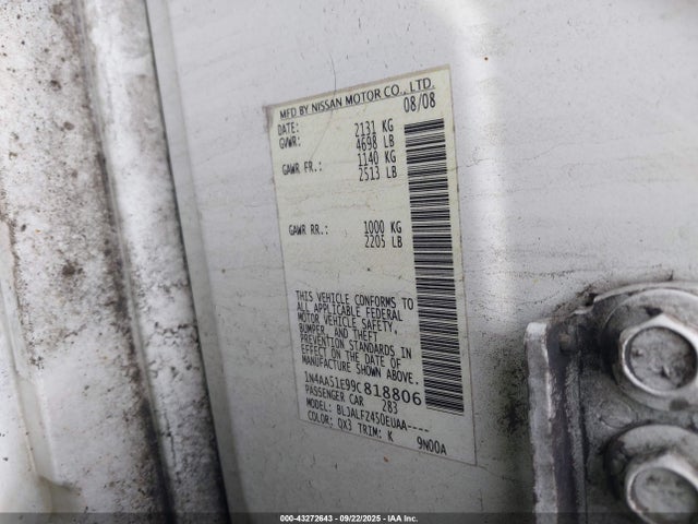 2009 NISSAN MAXIMA 1N4AA51E99C818806 Photo 8