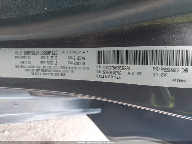 43272648 :رقم المزاد ، 1C3CCCABXFN536220 vin ، 2015 Chrysler 200 Limited مزاد بيع