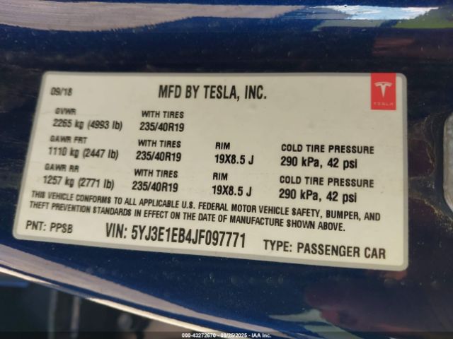 2018 TESLA MODEL 3 5YJ3E1EB4JF097771 Photo 8