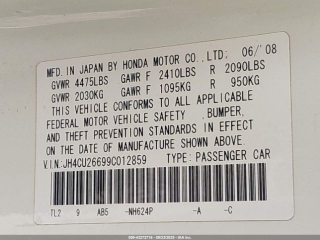 2009 ACURA TSX JH4CU26699C012859 Photo 8