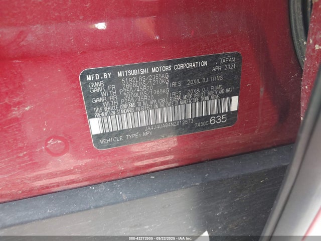 2022 MITSUBISHI OUTLANDER JA4J4UA84NZ012573 Photo 8