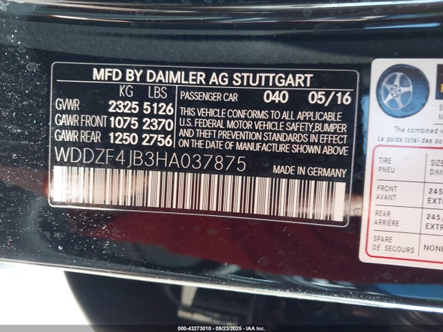 Mercedes-Benz m274 2017 WDDZF4JB3HA037875 Image 9