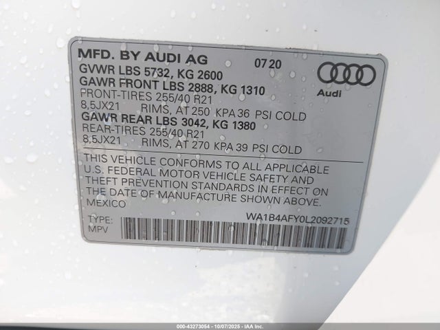 2020 AUDI SQ5 WA1B4AFY0L2092715 Photo 8