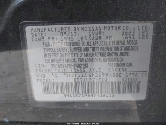 3N1AB7AP8HY402193 Nissan Sentra