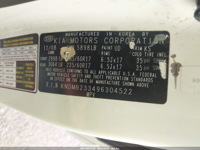 2009 KIA SEDONA KNDMB233496304522 Photo 8