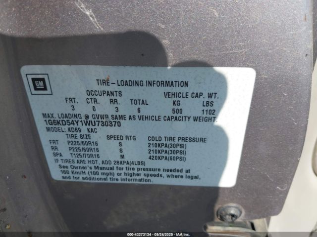 1998 CADILLAC DEVILLE 1G6KD54Y1WU730370 Photo 8