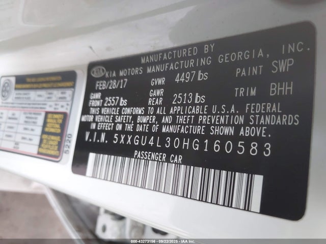 5XXGU4L30HG160583 KIA g 2.4 dohc gdi
