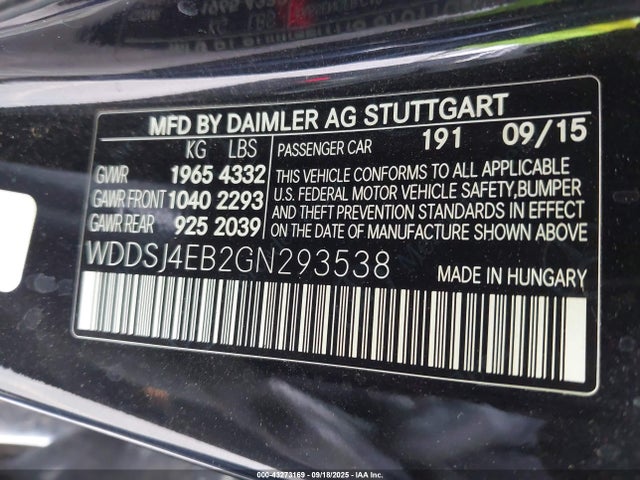 Mercedes-Benz CLA-Class 2016 WDDSJ4EB2GN293538 Image 9