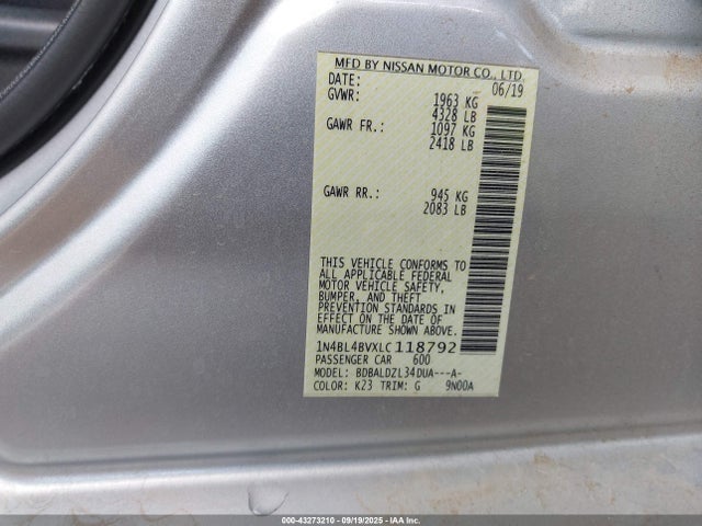 Nissan Altima 2020 1N4BL4BVXLC118792 Image 9