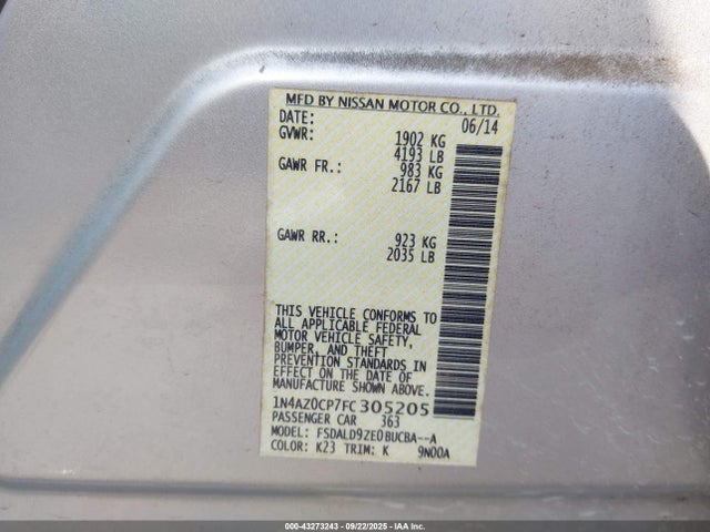 Nissan Leaf 2015 1N4AZ0CP7FC305205 Image 9