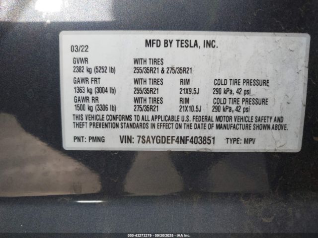 2022 TESLA MODEL Y 7SAYGDEF4NF403851 Photo 8
