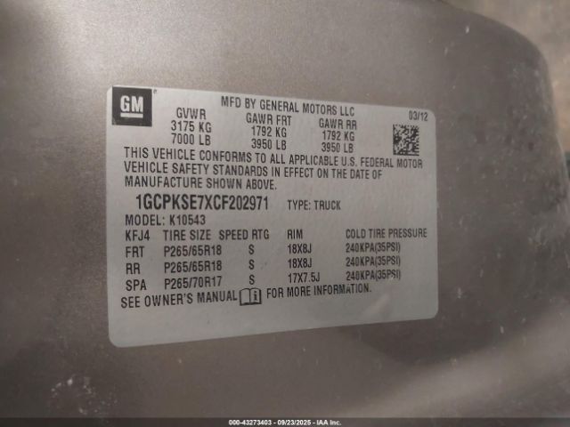 2012 CHEVROLET SILVERADO 1500 1GCPKSE7XCF202971 Photo 8