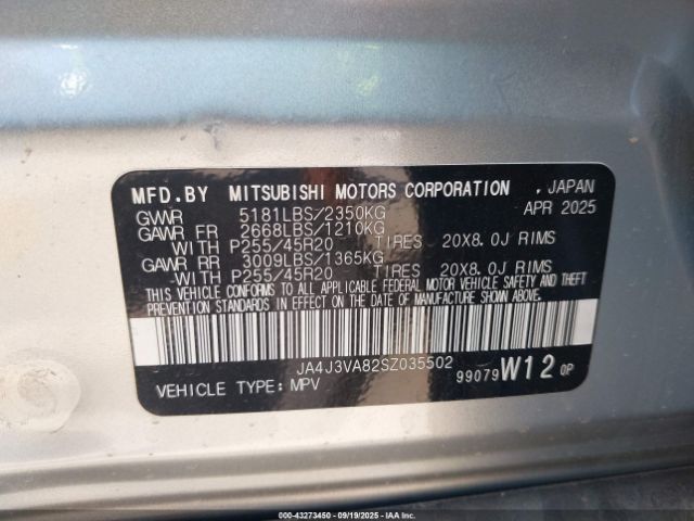 2025 MITSUBISHI OUTLANDER JA4J3VA82SZ035502 Photo 8