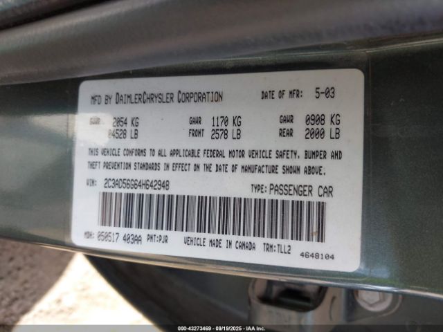 2004 CHRYSLER CONCORDE 2C3AD56G64H642948 Photo 8