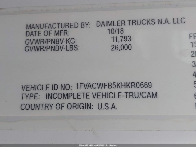 Freightliner detroit diesel dd5 2019 1FVACWFB5KHKR0669 Image 8