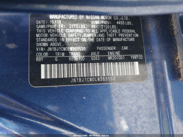 JN1BJ1CW0LW363530 Nissan 2020