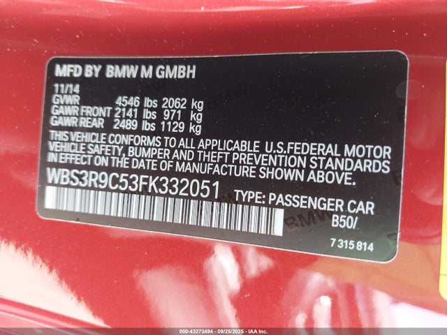 WBS3R9C53FK332051 BMW M4