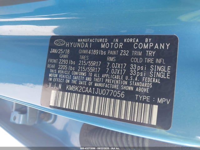 Hyundai mpi nu 2018 KM8K2CAA1JU077056 Image 9