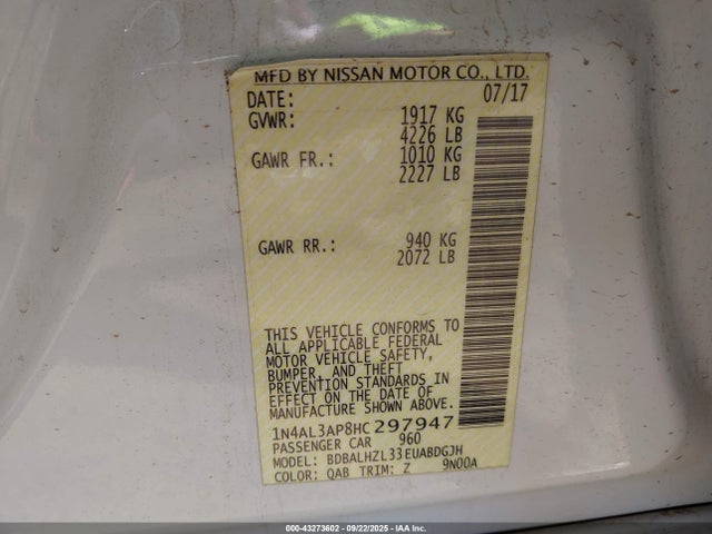 Nissan Altima 2017 1N4AL3AP8HC297947 Image 9