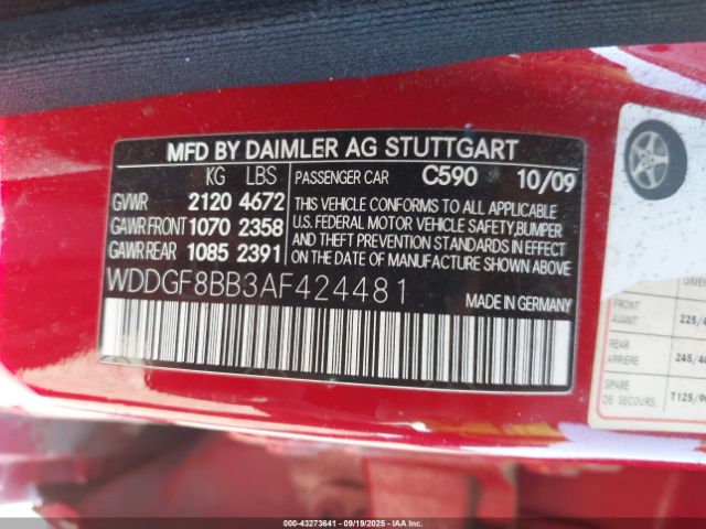 2010 MERCEDES-BENZ C 300 WDDGF8BB3AF424481 Photo 8