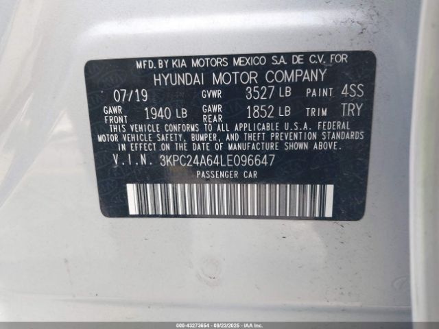 2020 HYUNDAI ACCENT 3KPC24A64LE096647 Photo 8