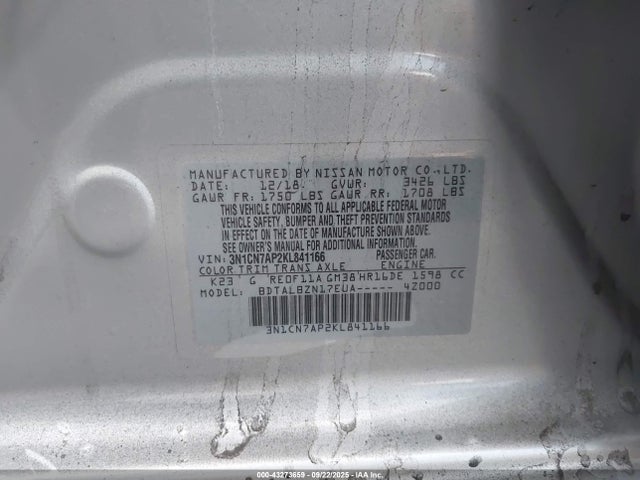 Nissan Versa 2019 3N1CN7AP2KL841166 Image 9