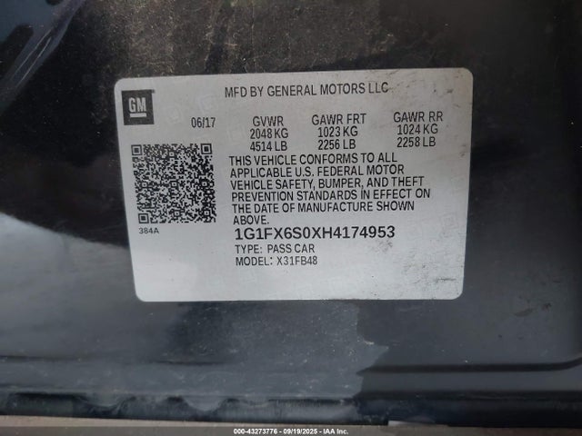 1G1FX6S0XH4174953 Chevrolet 2017