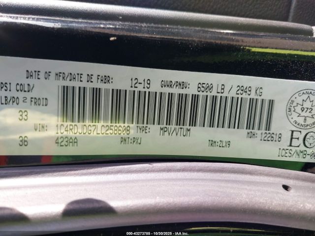 2020 DODGE DURANGO 1C4RDJDG7LC258608 Photo 8