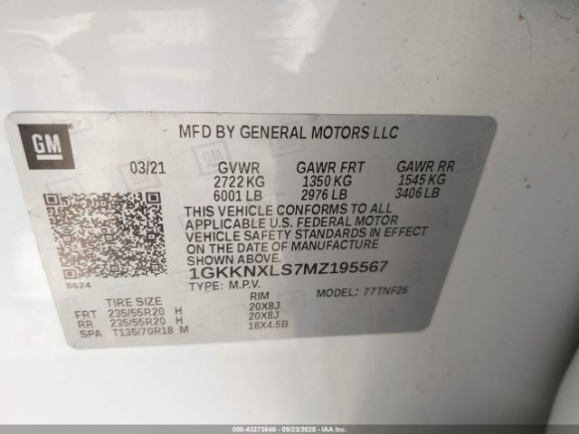 2021 GMC ACADIA 1GKKNXLS7MZ195567 Photo 8
