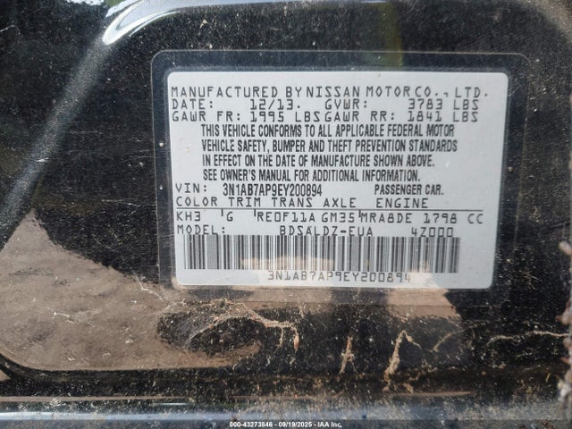 3N1AB7AP9EY200894 Nissan 2014