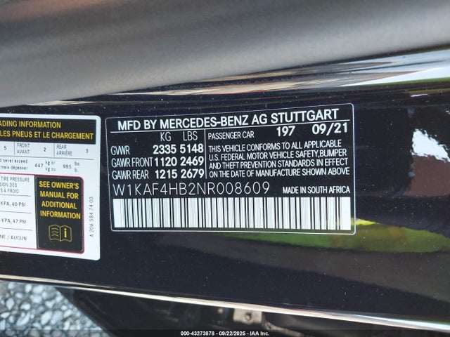 W1KAF4HB2NR008609 Mercedes-Benz m264