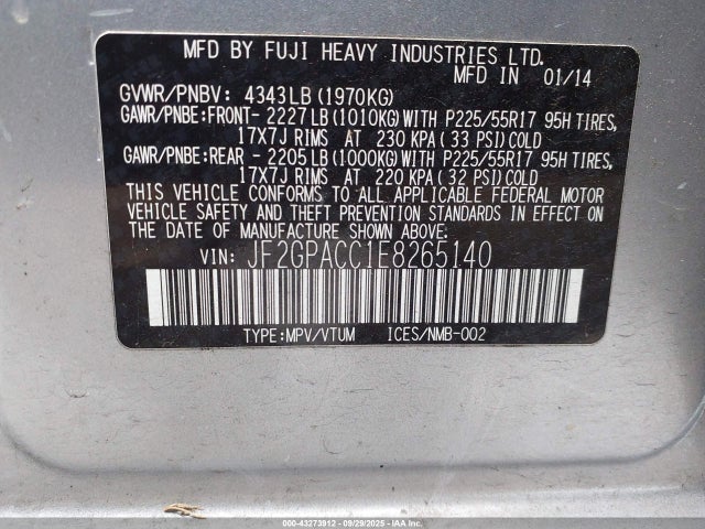 JF2GPACC1E8265140 Subaru 2.0l na