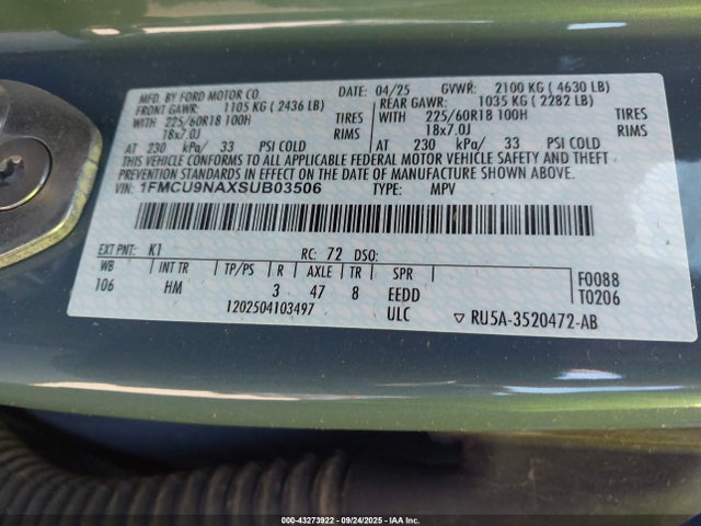 1FMCU9NAXSUB03506 Ford gtdi a